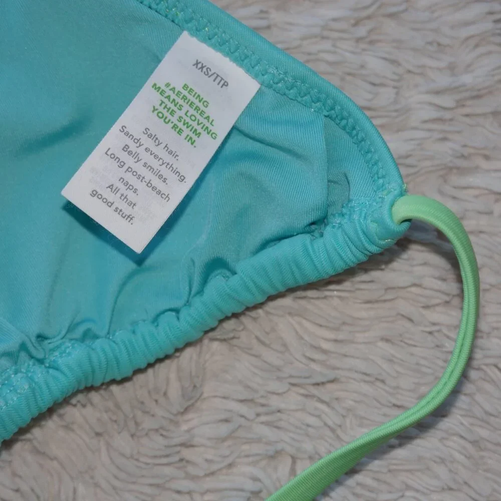 Women's Size XXS Aerie The Sun-Lover Triangle Bikini Top, Maui Teal, Like New
